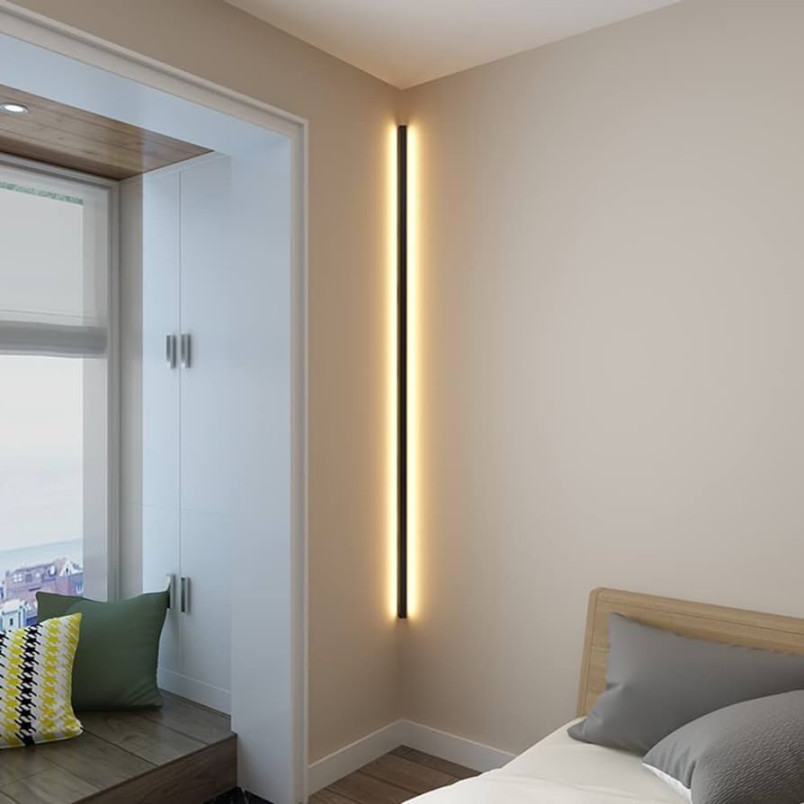 LED Wohnzimmer Wandleuchte Dimmbar Moderne Eck Wandlampe Innen  Minimalistische Schwarz Lange Lichtleiste Up Down Wandbeleuchtung für  Badzimmer