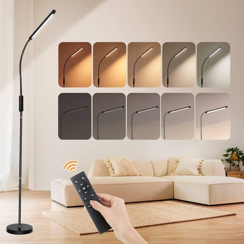 One Fire Floor Lamp Living Room Dimmable,  Lumens LED Floor Lamp  Dimmable,  Modes Reading Lamp Floor Lamp LED Floor Lamp, Floor Lamp with  Remote